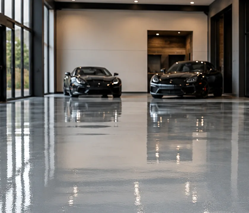 Glossy epoxy floor coating in a Toronto property