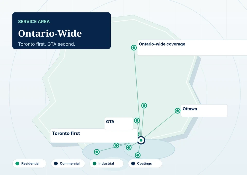 Ontario service area map for PaintersInToronto.ca